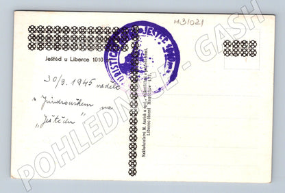 Pohlednice Ještěd u Liberce lanovka a hotel 1945 (M31021)