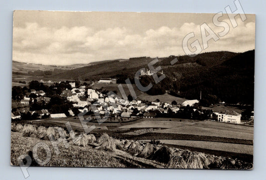 Pohlednice Velhartice hrad a obec 1957 (M31039)