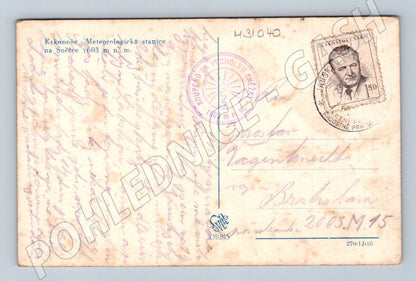 Pohlednice Krkonoše Sněžka meteorologická stanice 1931 (M31040)