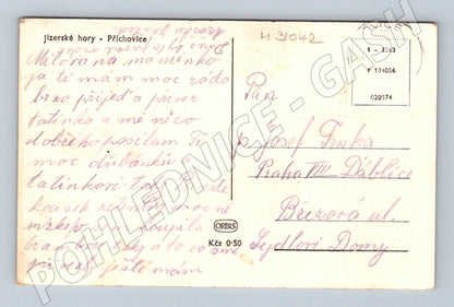 Pohlednice Jizerské hory Příchovice krajina domy (M31042)