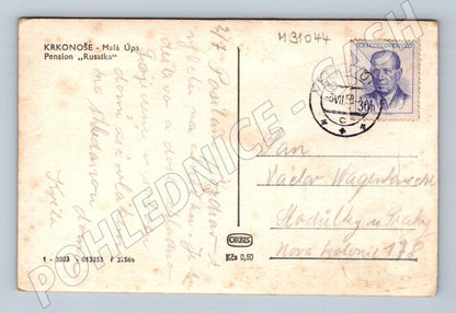 Pohlednice Krkonoše Malá Úpa Pension Rusalka 1938 (M31044)