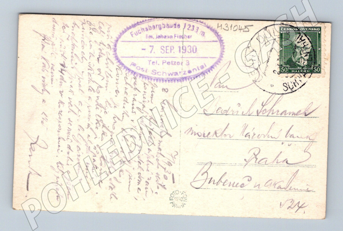 Pohlednice Krkonoše Liščí Bouda 1930 (M31045)