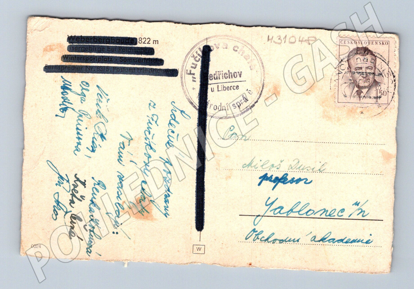 Pohlednice Jizerské hory Weberbergschanze sníh 1950s (M31048)
