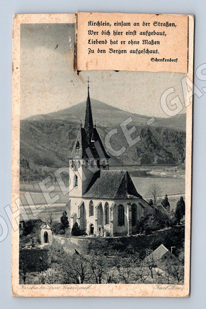Pohlednice Velké Žernoseky kostel 1929 (M31051)