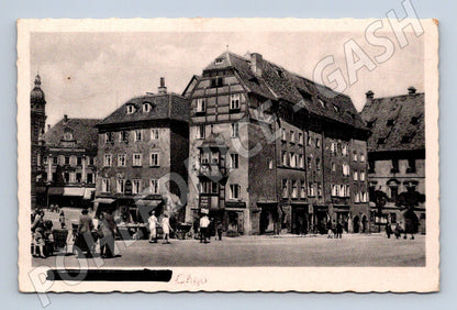 Pohlednice Cheb náměstí s hrázděnými domy 1942 (M31060)