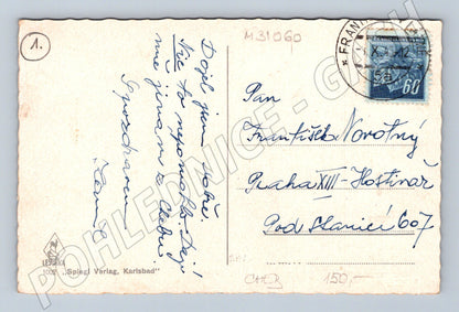 Pohlednice Cheb náměstí s hrázděnými domy 1942 (M31060)