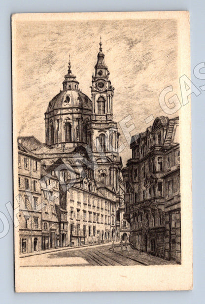 Pohlednice Praha Kostel sv. Mikuláše - kresba J. Skrbek (M31082)