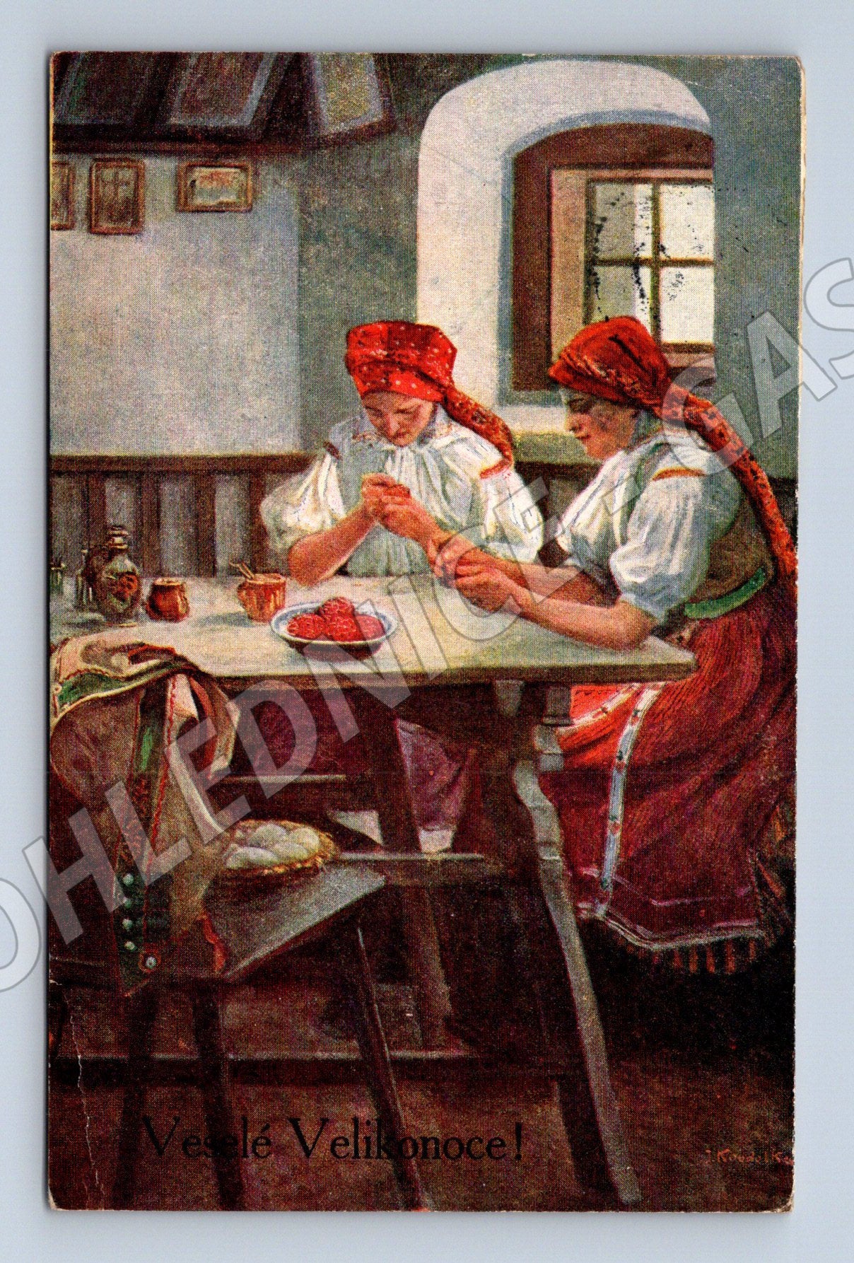 Pohlednice Velikonoce ženy kroj 1919 (M31089)