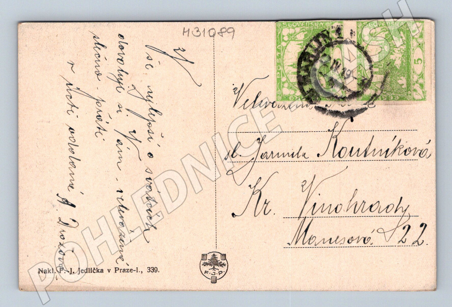 Pohlednice Velikonoce ženy kroj 1919 (M31089)