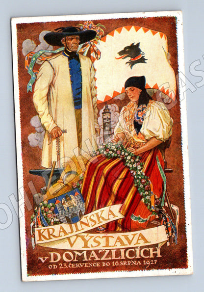 Pohlednice Domažlice Krajinská výstava kroje 1927 (M31091)