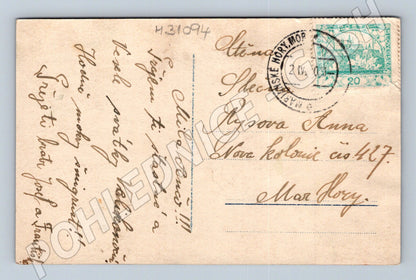 Pohlednice Mariánské Hory Veselé Velikonoce žena v kroji 1907 (M31094)