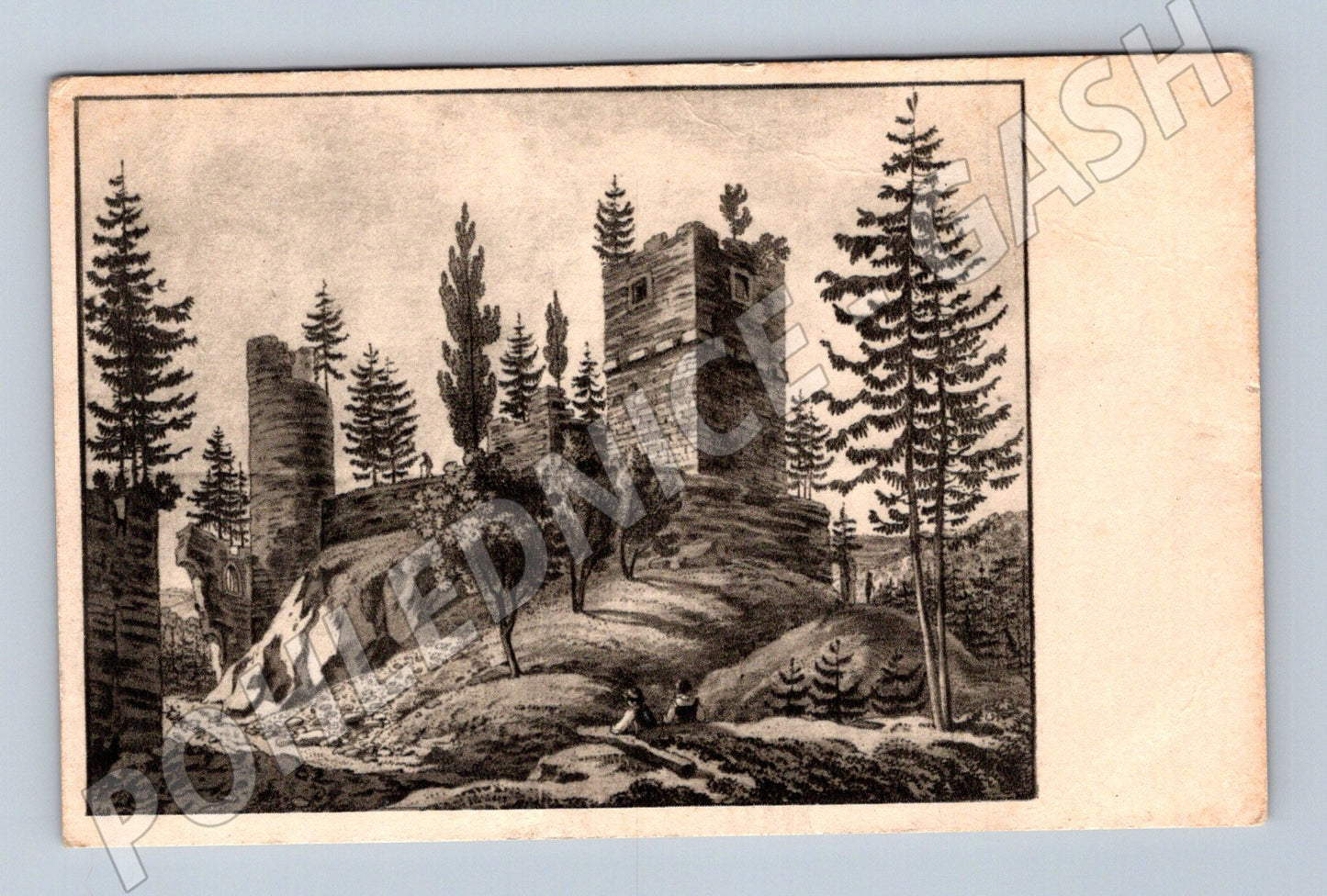 Pohlednice Kumburk hrad dle kresby F. K. Wolfa (M31100)
