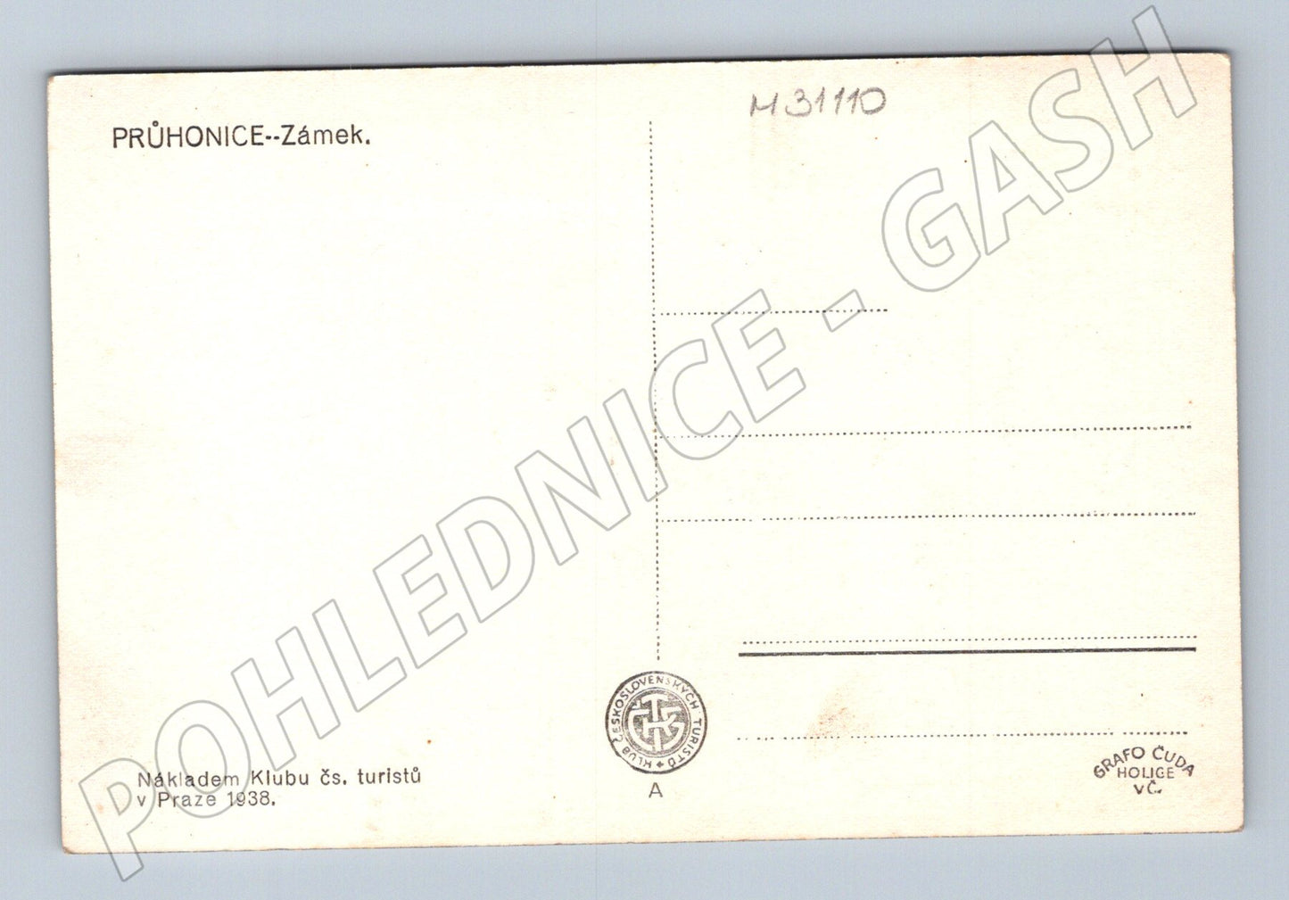 Pohlednice Průhonice zámek Labutě na rybníku 1938 (M31110)