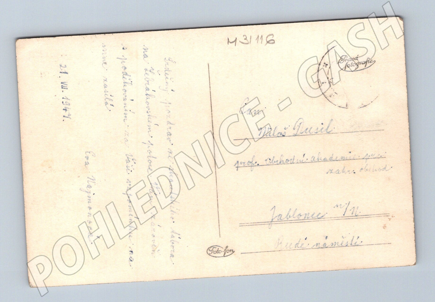 Pohlednice Orlík n. Vlt. zámek s lodí 1947 (M31116)