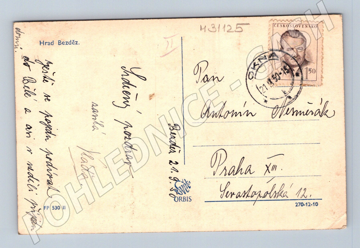Pohlednice Bezděz hrad a jezero 1930 (M31125)