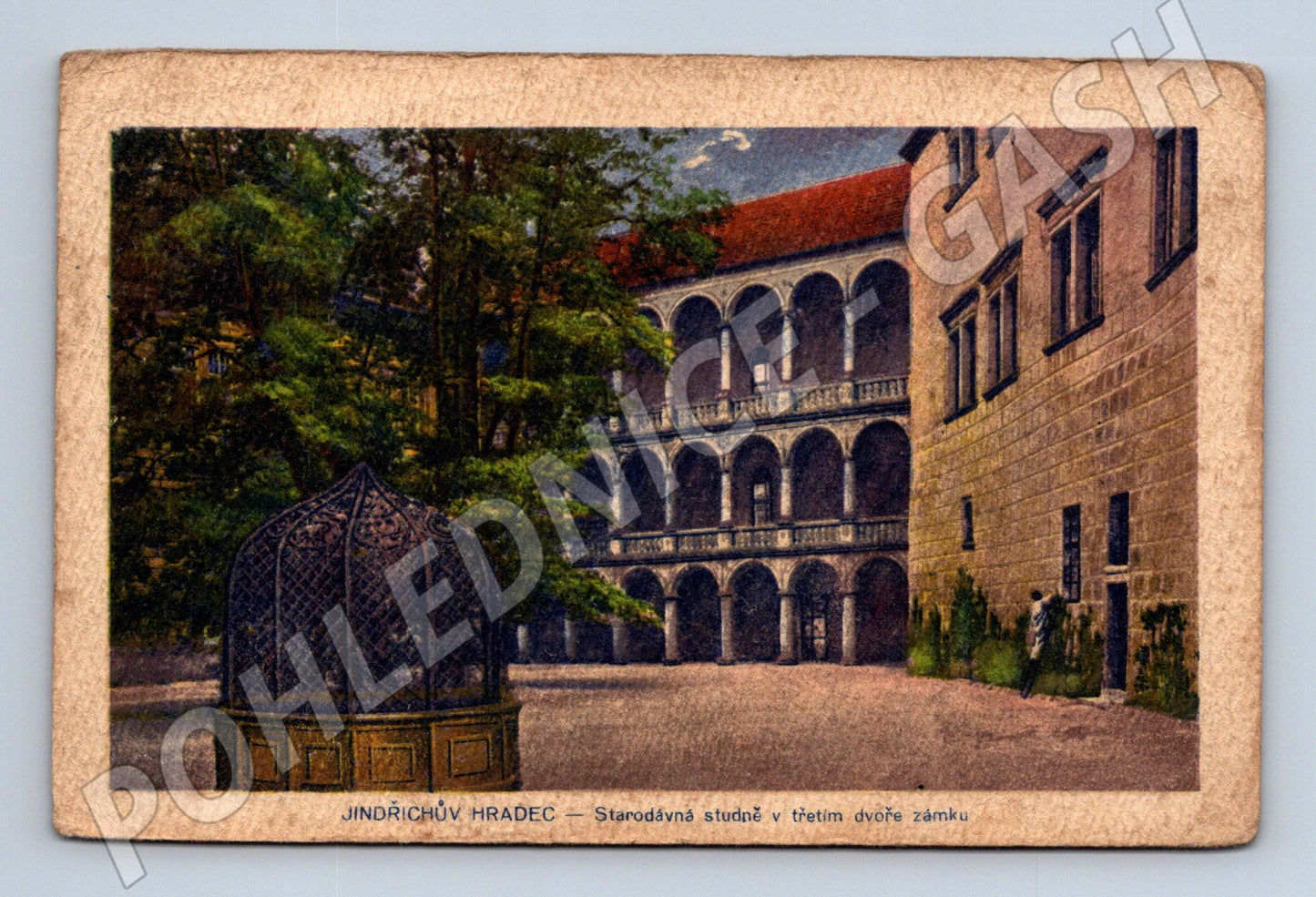 Pohlednice Jindřichův Hradec zámek studna 1919 (M31128)