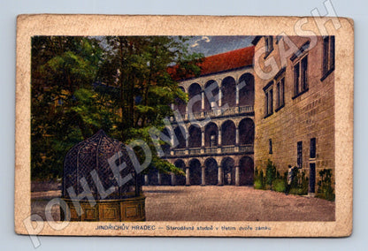 Pohlednice Jindřichův Hradec zámek studna 1919 (M31128)