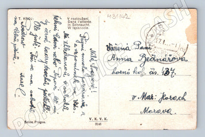 Pohlednice Umělecká žena pes fontána (M31142)