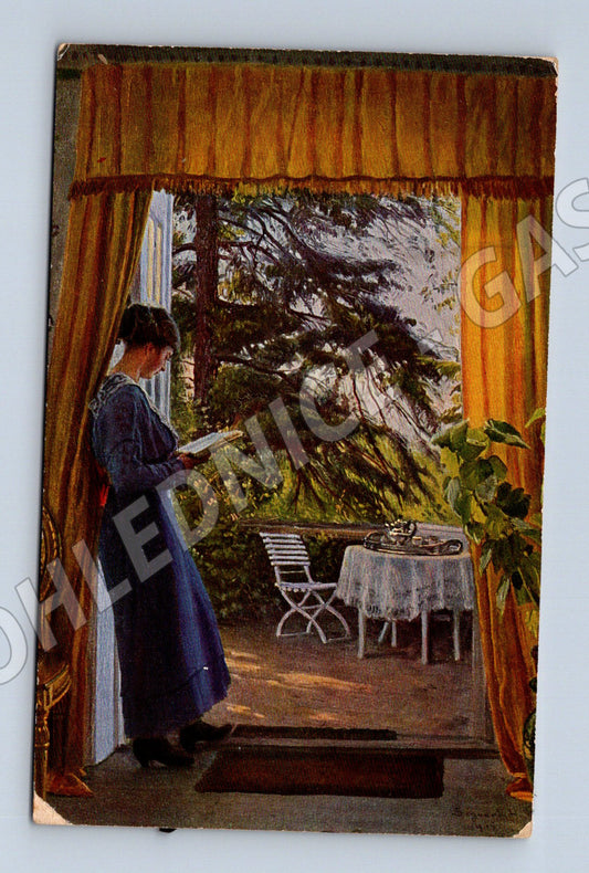 Pohlednice Dánsko Čtenářka Sigvard Hausen 1916 (M31147)