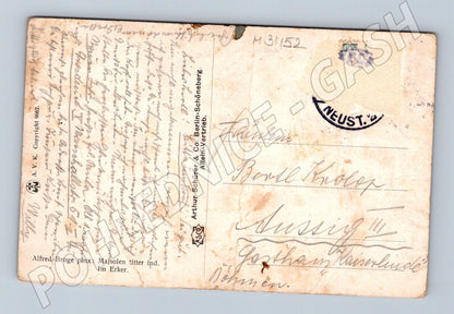 Pohlednice umělecký motiv Alfred Broge Žena u okna (M31152)