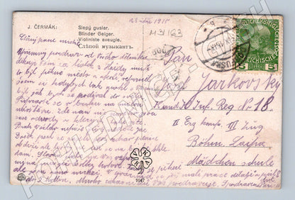 Pohlednice J. Čermák Slepý guslar 1915 (M31163)