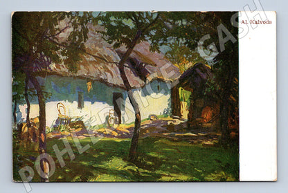 Pohlednice Al. Kalvoda chalupa s doškovou střechou (M31165)