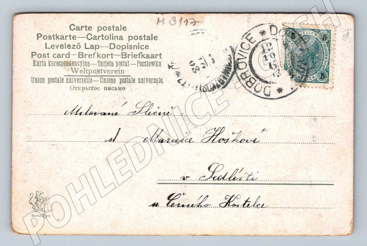 Pohlednice lidový kroj Dobřenice etnografie (M3117)