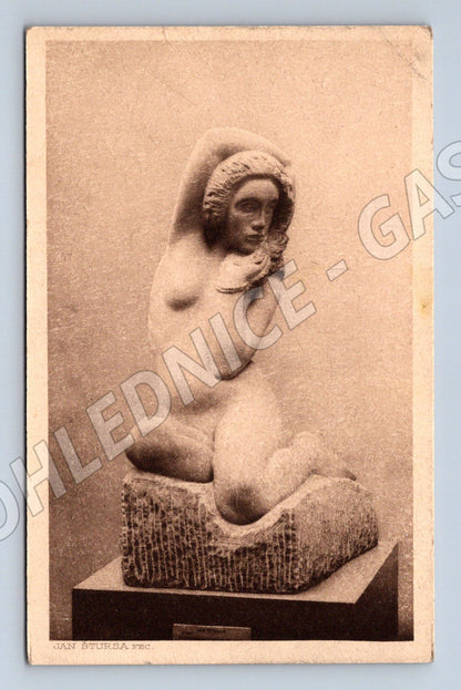 Pohlednice Praha socha Jan Štursa Melancholické děvče 1920 (M31176)