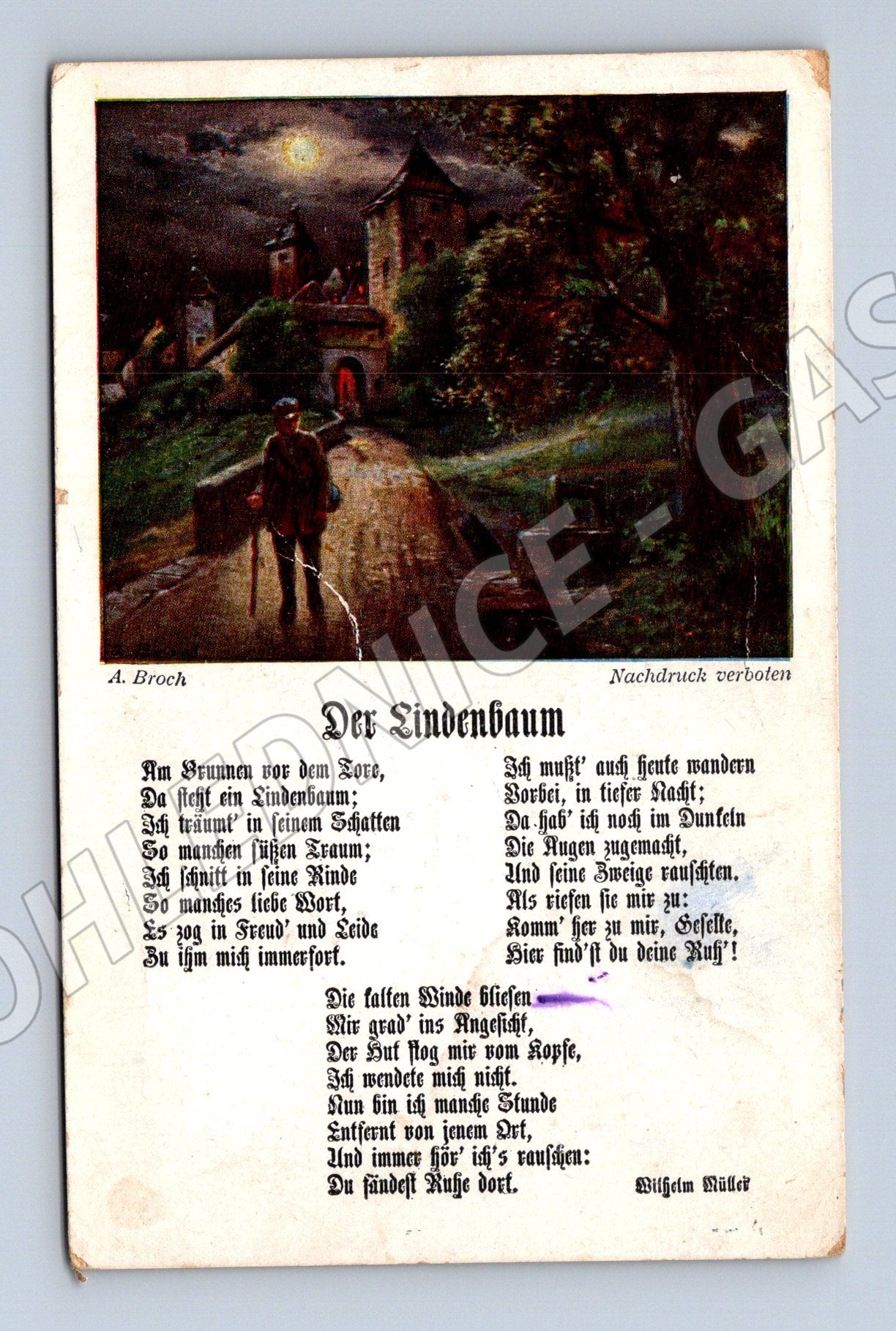 Pohlednice Německo báseň Der Lindenbaum Wilhelm Müller (M31214)