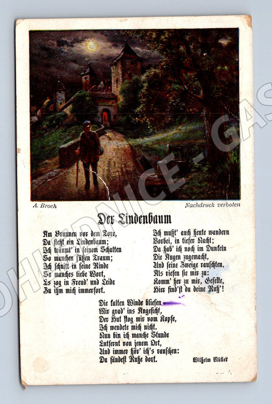 Pohlednice Německo báseň Der Lindenbaum Wilhelm Müller (M31214)
