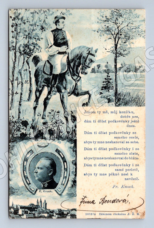 Pohlednice Vlastenecký motiv kůň jezdec portrét 1909 (M31215)