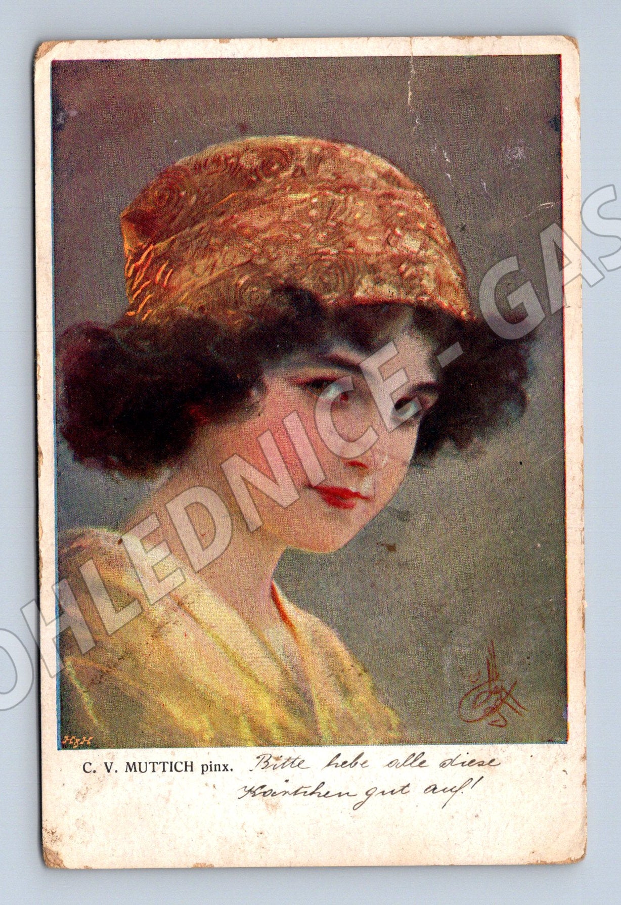 Pohlednice Německo dívka s turbanem portrét (M31217)