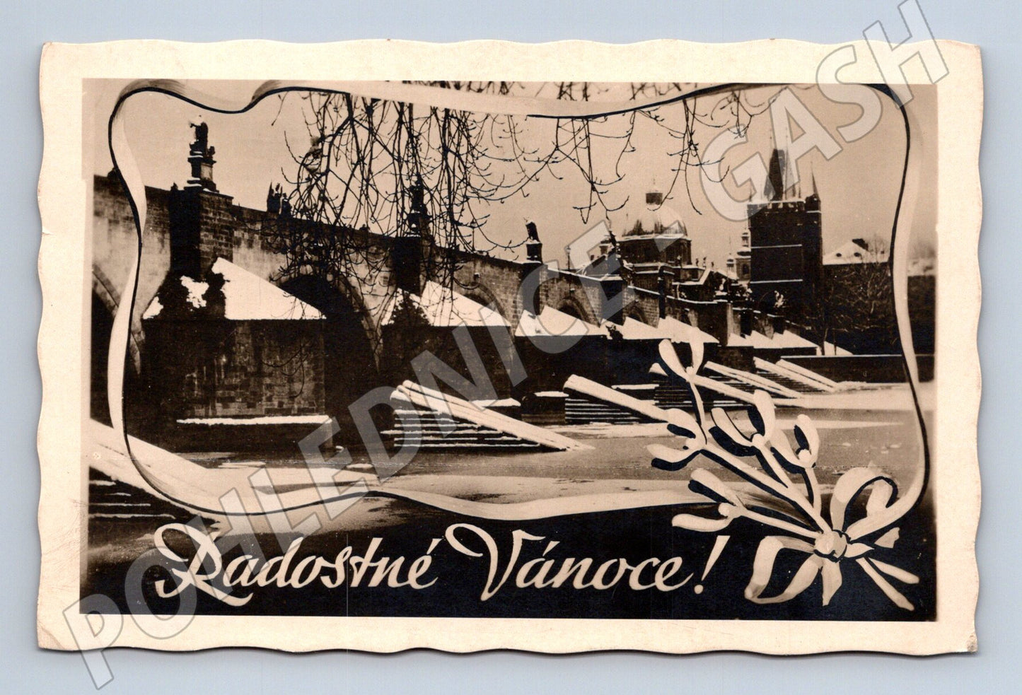 Pohlednice Praha Karlův most Vánoce 1949 (M31233)