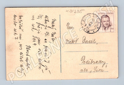 Pohlednice zasněžená smrková větev s jinovatkou 1949 (M31235)