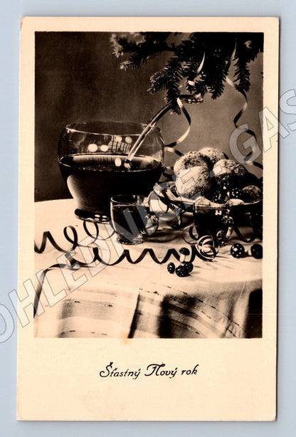 Pohlednice Novoroční motiv zátiší 1948 (M31236)