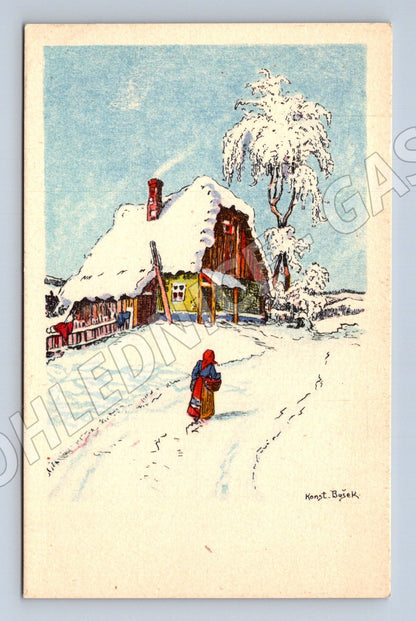 Pohlednice zimní krajina Býček (M31240)
