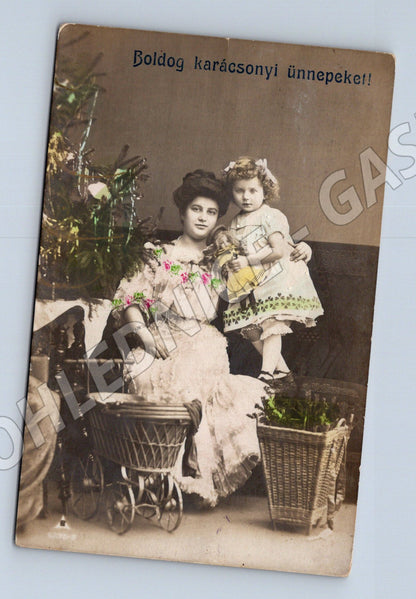 Pohlednice Maďarsko žena s dítětem Vánoce 1910 (M31250)