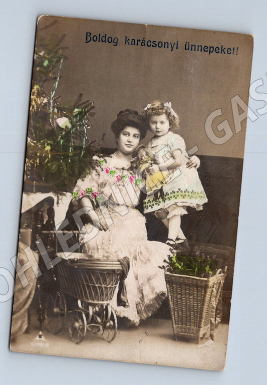 Pohlednice Maďarsko žena s dítětem Vánoce 1910 (M31250)