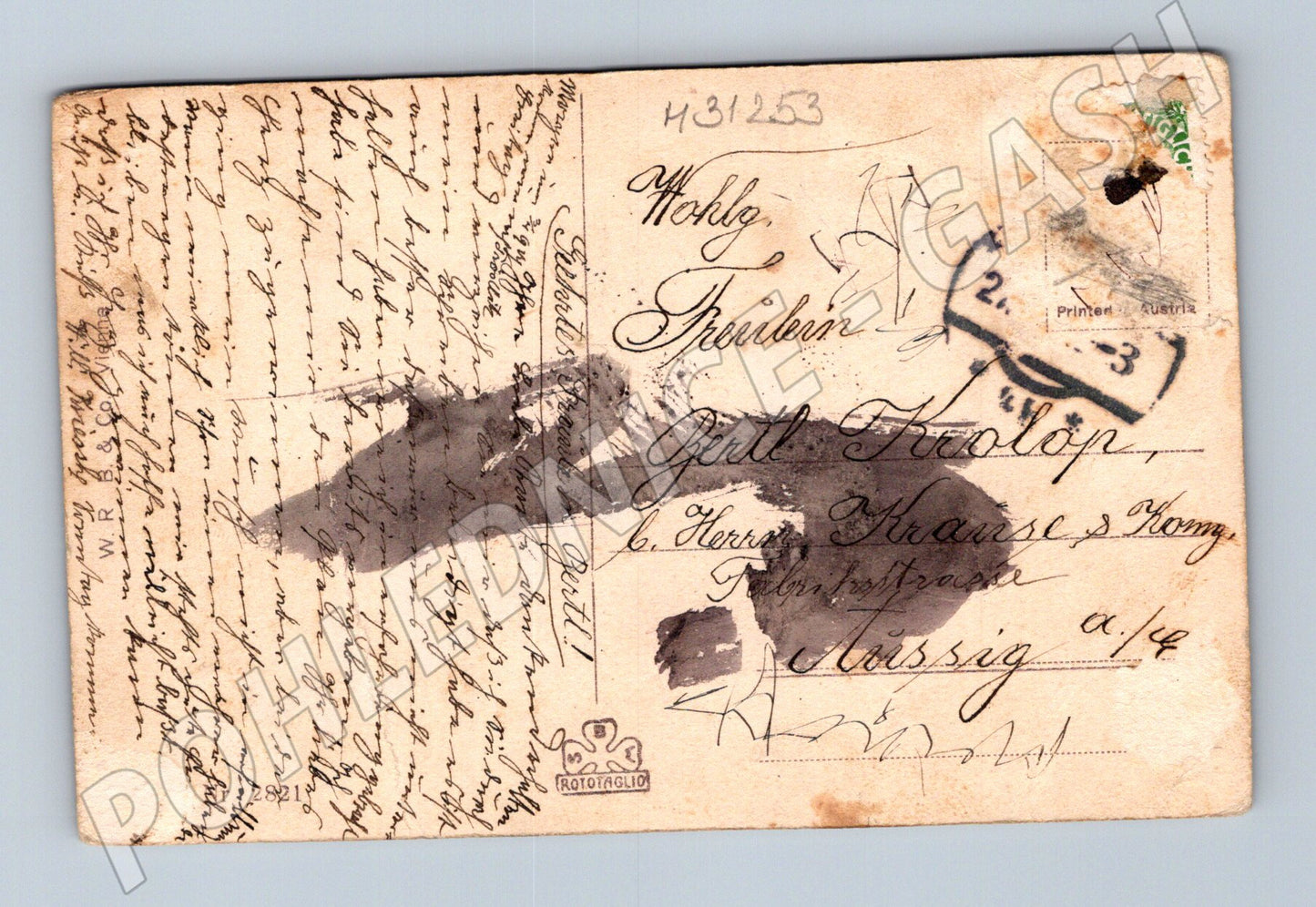 Pohlednice Ústí n. L. romantický pár pošták 1912 (M31253)
