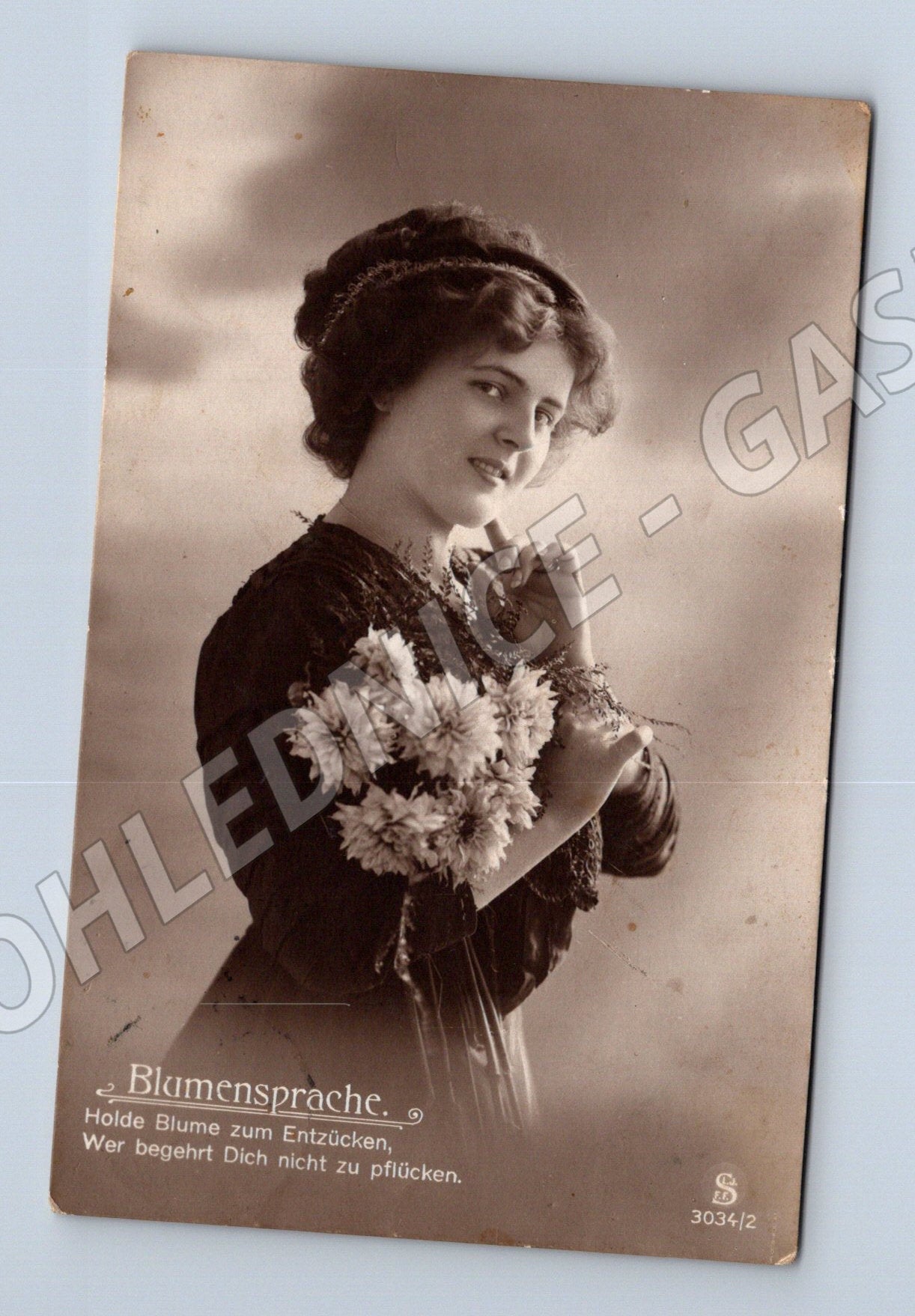 Pohlednice žena s květinami 'Blumensprache' 1912 (M31258)