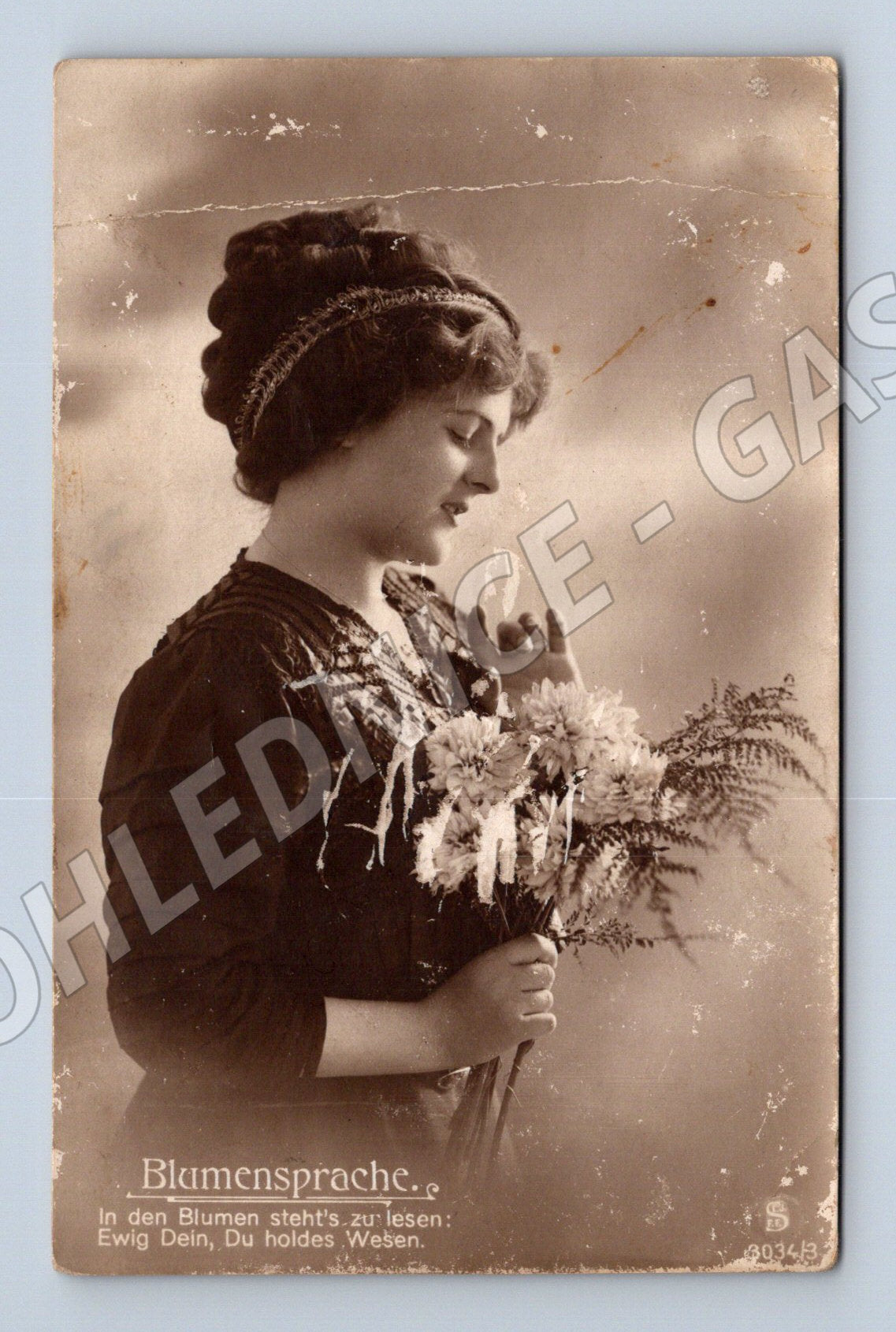 Pohlednice Čechy žena s květinami 'Blumensprache' 1912 (M31261)