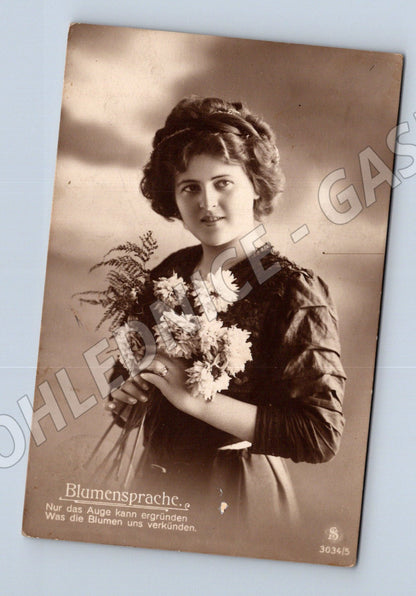 Pohlednice Německo žena s květinami 1913 (M31262)