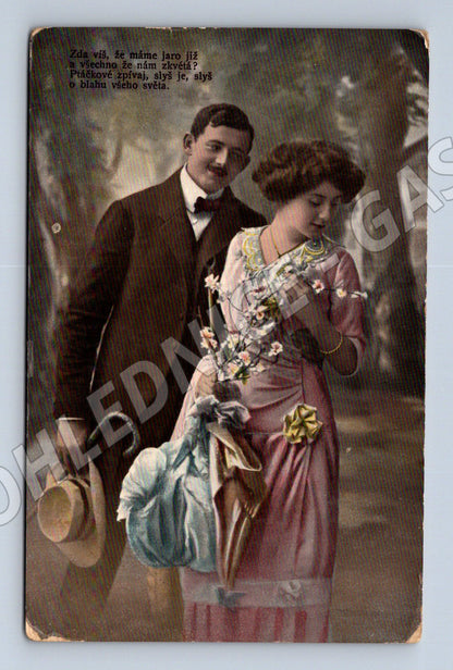 Pohlednice romantický pár 1908 (M31268)