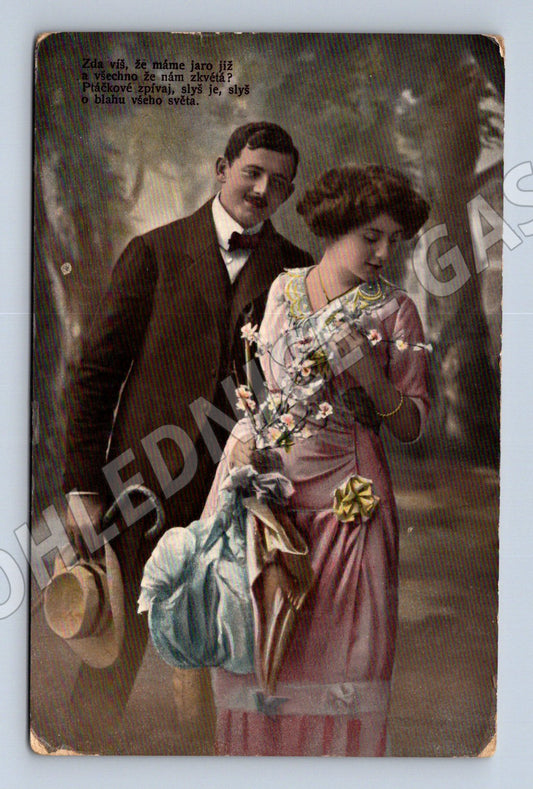 Pohlednice romantický pár 1908 (M31268)