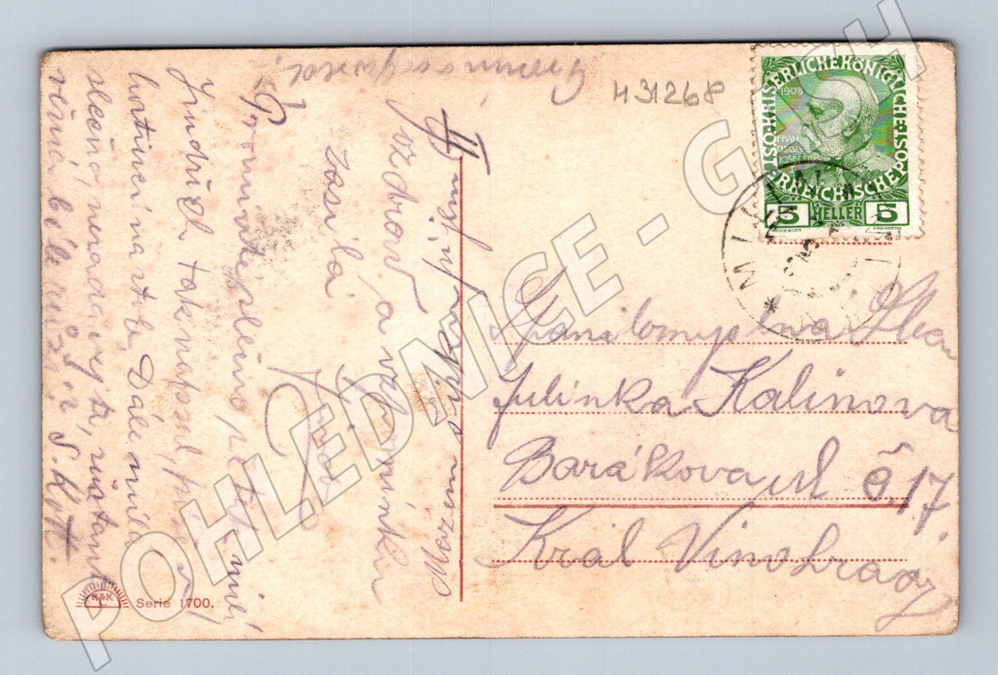 Pohlednice romantický pár 1908 (M31268)