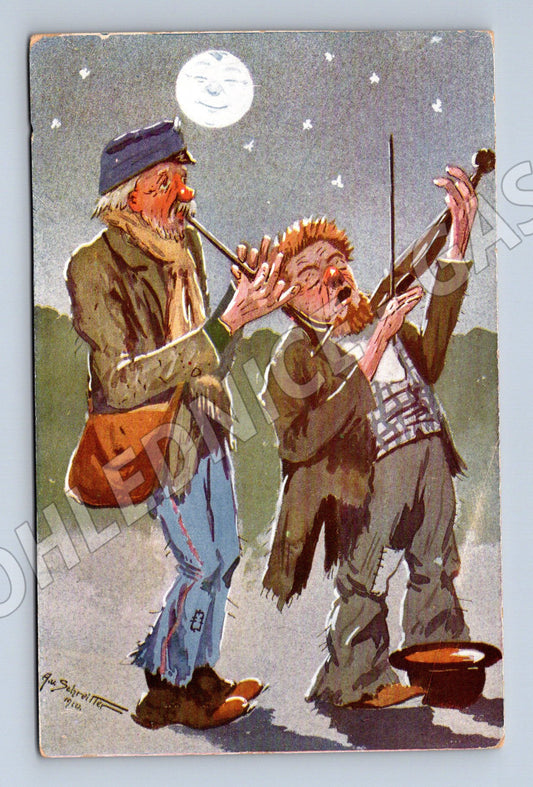 Pohlednice Dva muzikanti pod měsícem 1920 (M31269)