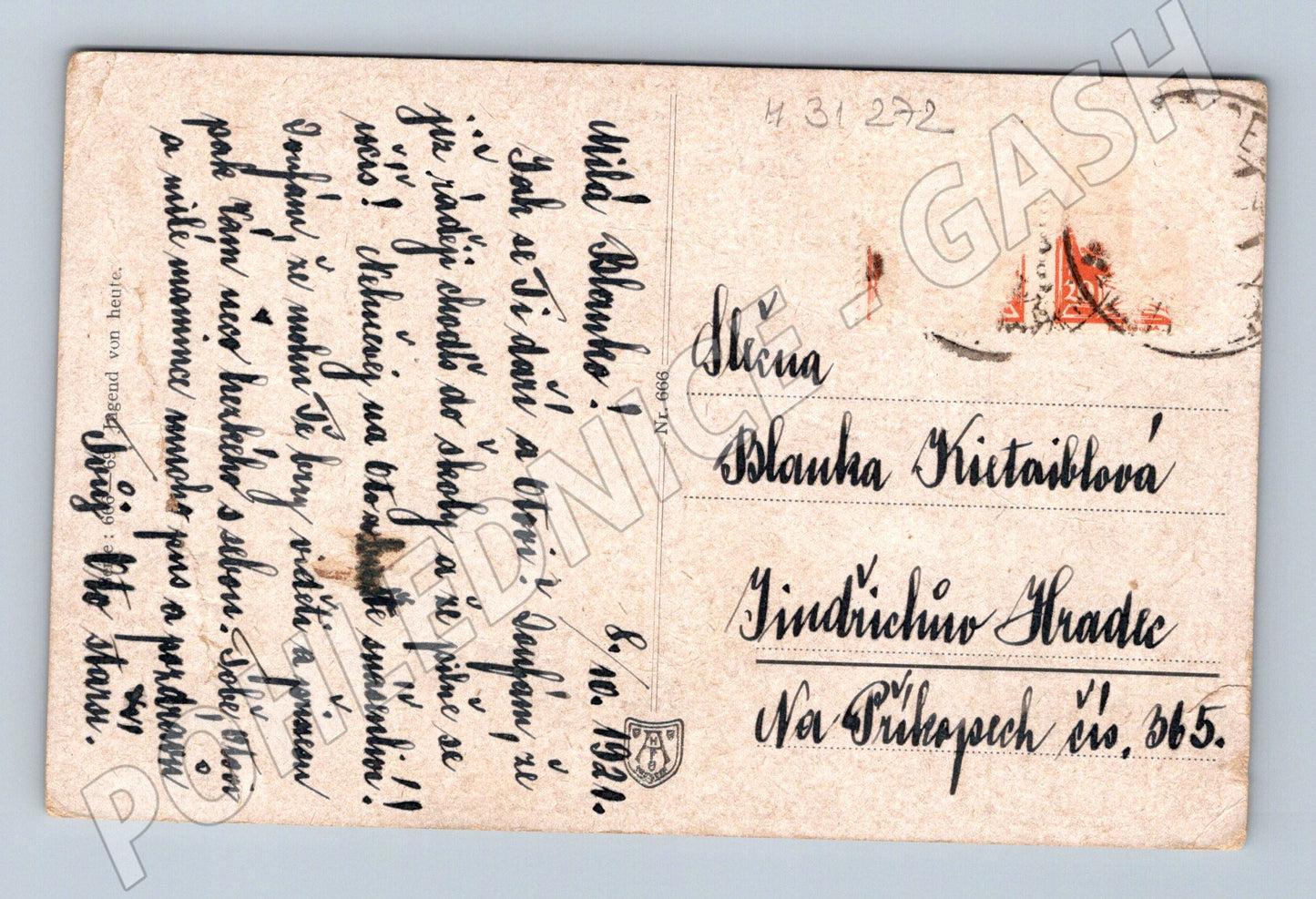 Pohlednice Jindřichův Hradec děti v ložnici 1921 (M31272)