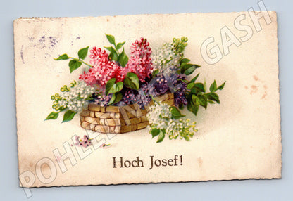 Pohlednice Rakousko kytice šeříku s pozdravem Josef (M31275)