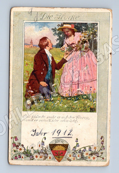 Pohlednice Romantický motiv pár Deutscher Schulverein 1912 (M31279)