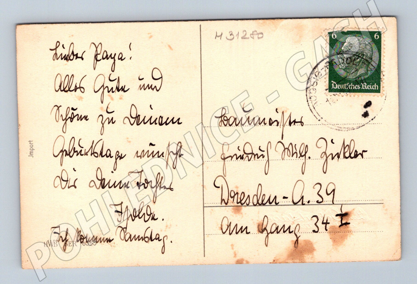 Pohlednice Německo narozeniny andělíčci květiny (M31280)